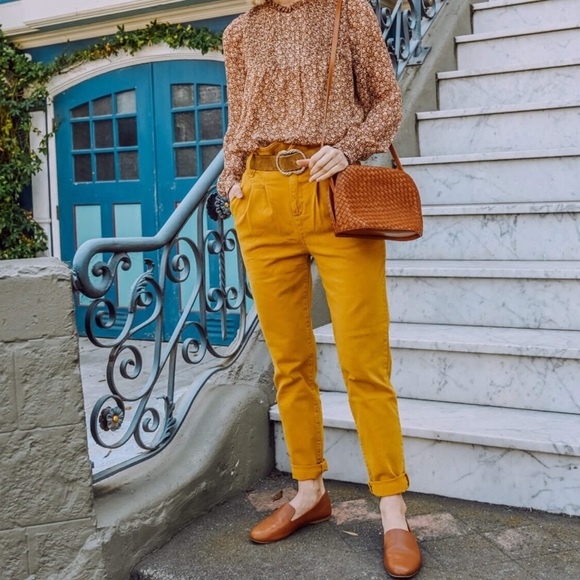 Sezane Austin trousers, ochre, size 34 or US 2 pants - Picture 2 of 10